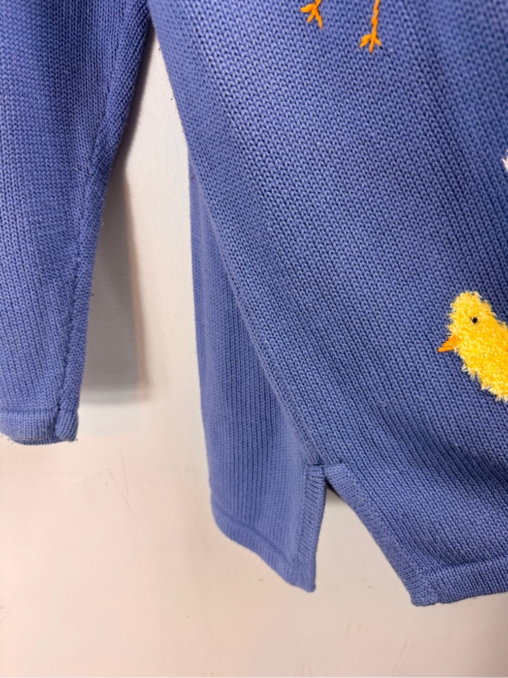 Vintage Quacker Factory Size Large Tunic Sweater Blue Chick Daisy Embroidered - Picture 5 of 8
